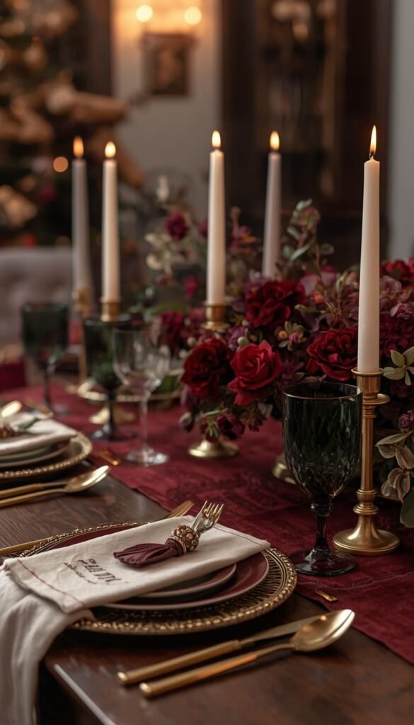Elegant Thanksgiving Table Setting in Jewel Tones