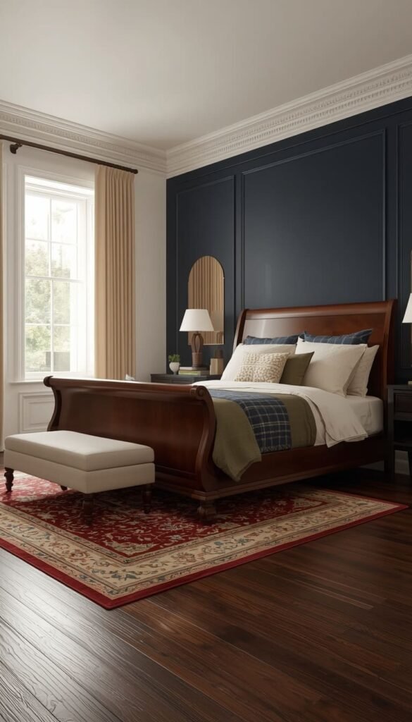 Elegant Traditional Dark Hardwood Bedroom