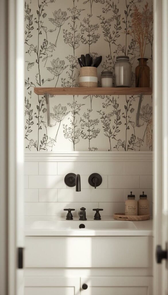 Farmhouse Bathroom Wallpaper Ideas With That Cozy Collected Feel