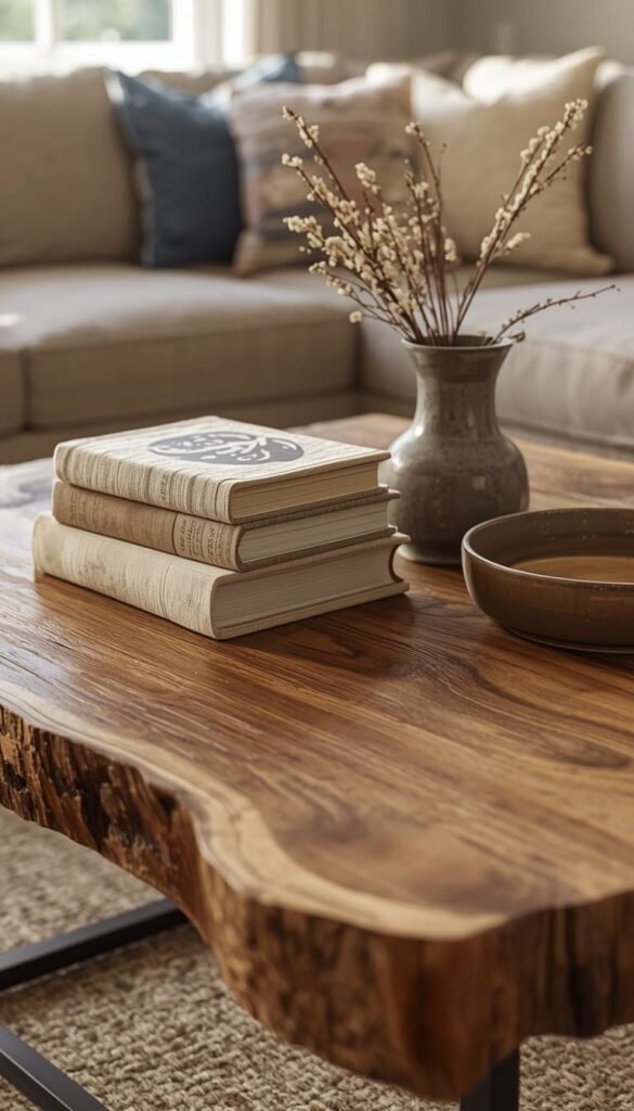 Farmhouse Coffee Table Decor That Actually Works Live Edge Trunk and Crate Ideas