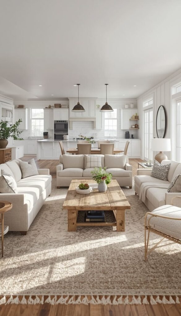 Farmhouse Open Concept Living Room How to Zone Without Walls
