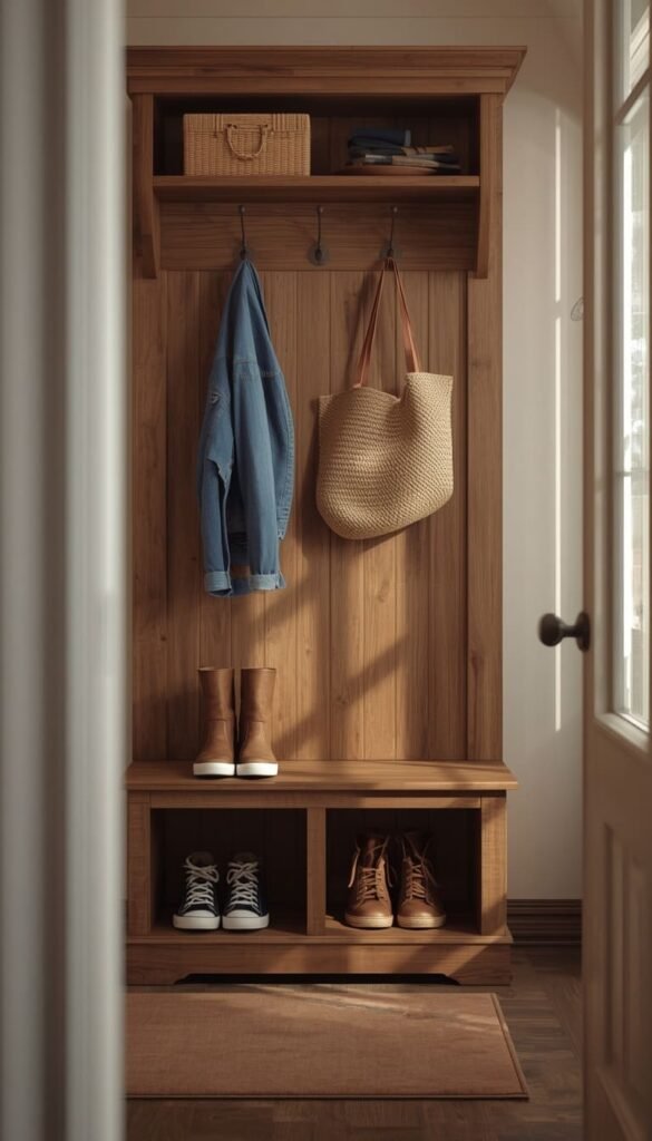  Farmhouse Rustic Entryway Bench With Shoe Storage