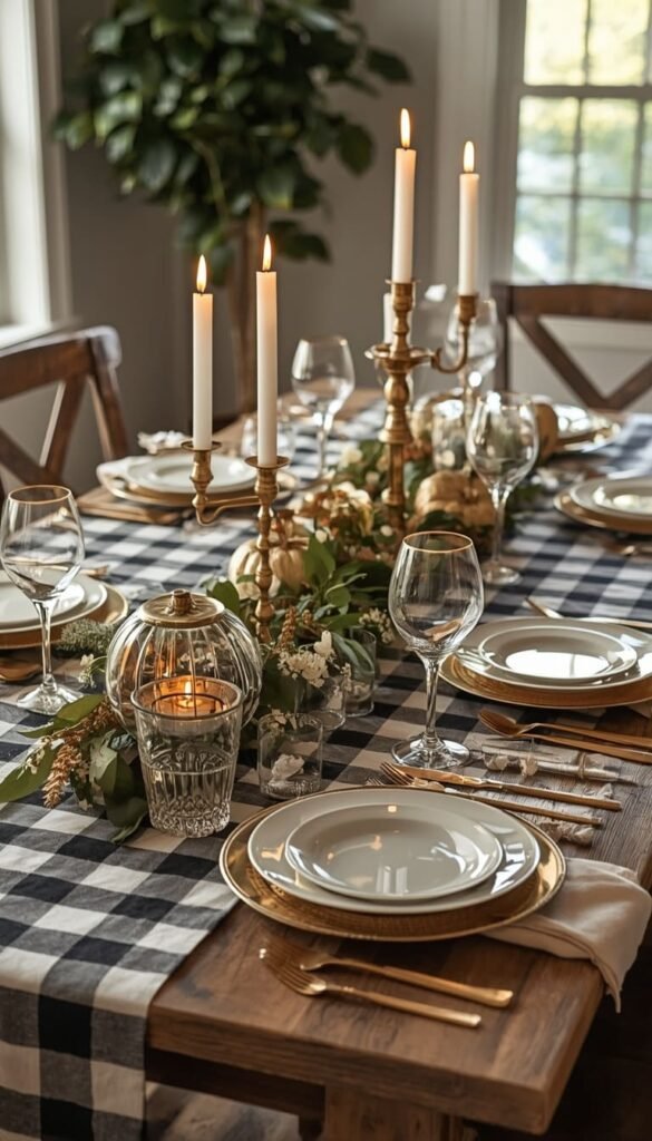  Farmhouse Thanksgiving Tablescape With Gold Accents