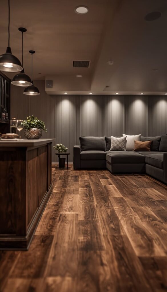 Finished Basement Entertainment Space