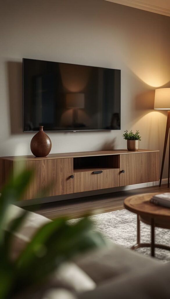 Floating Console with Hidden Storage