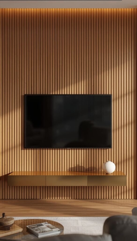  Fluted Wood Panel Accent Wall