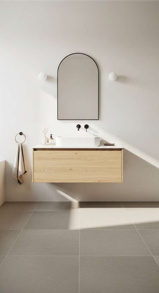 Go Greige on the Floor and Crisp White on the Walls