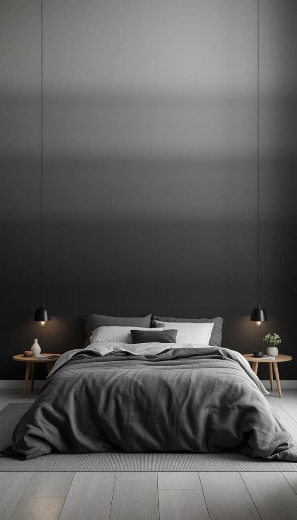 Gray Ombre Wallpaper for a Moody Nordic Bedroom