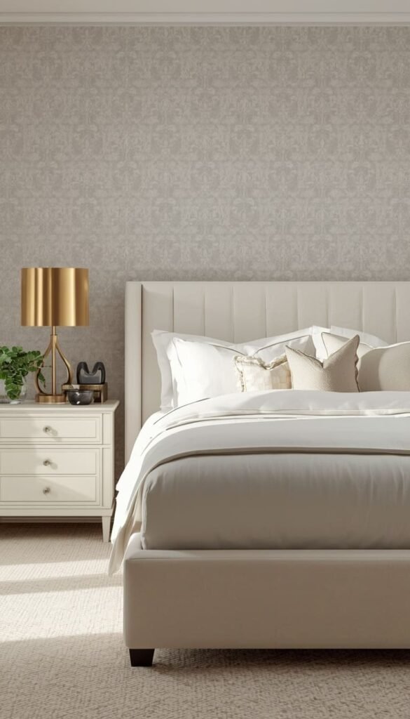 Grey Damask Wallpaper for Old World Elegance in a Modern Home