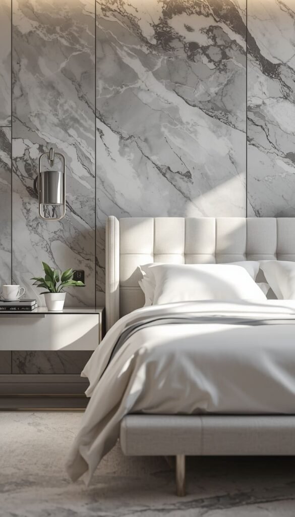  Grey and White Marble Effect Wallpaper for a Luxury Hotel Feel