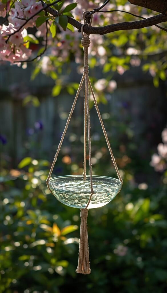 Hanging Bird Bath Idea 1 Classic DIY Hanging Bird Bath Using a Planter Saucer