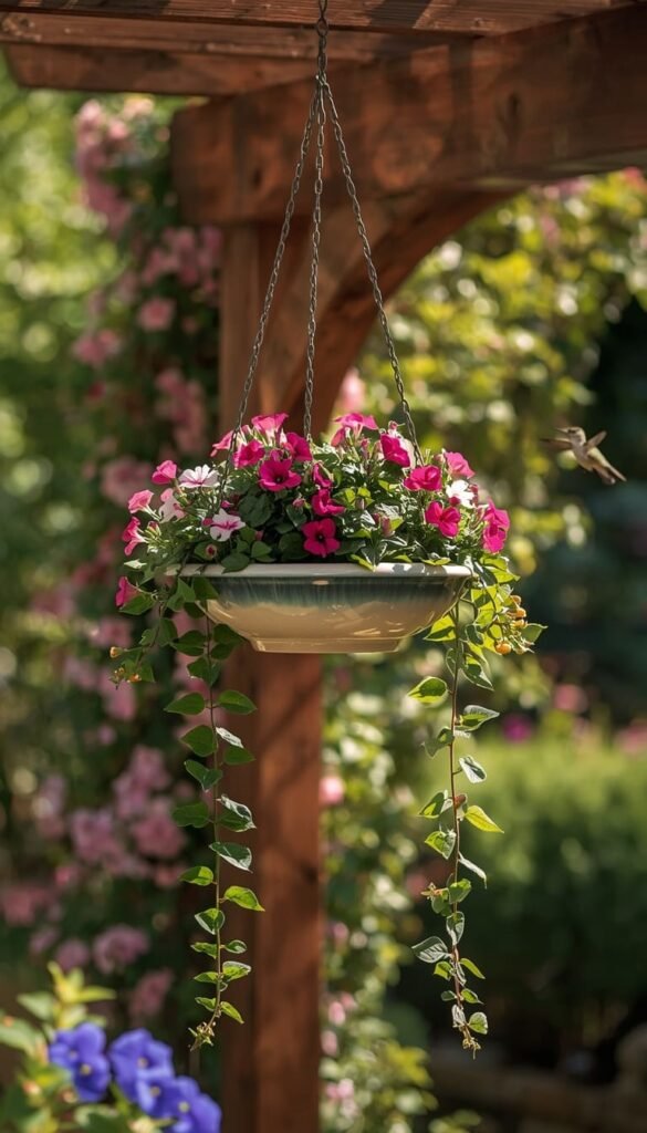 Hanging Bird Bath Idea 6 Hanging Teacup Bird Bath Whimsical and Budget Friendly