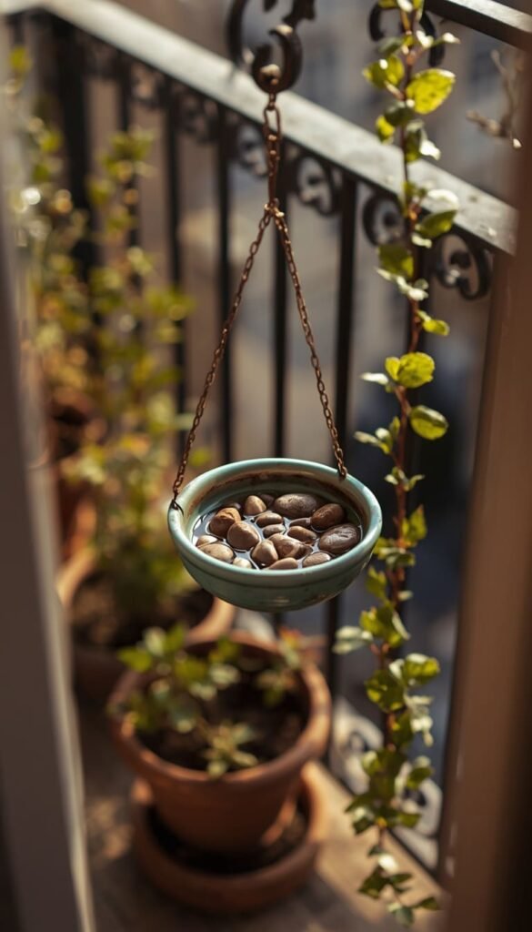 Hanging Bird Bath Idea 9 Rustic Hanging Bird Bath with a Galvanized Bowl