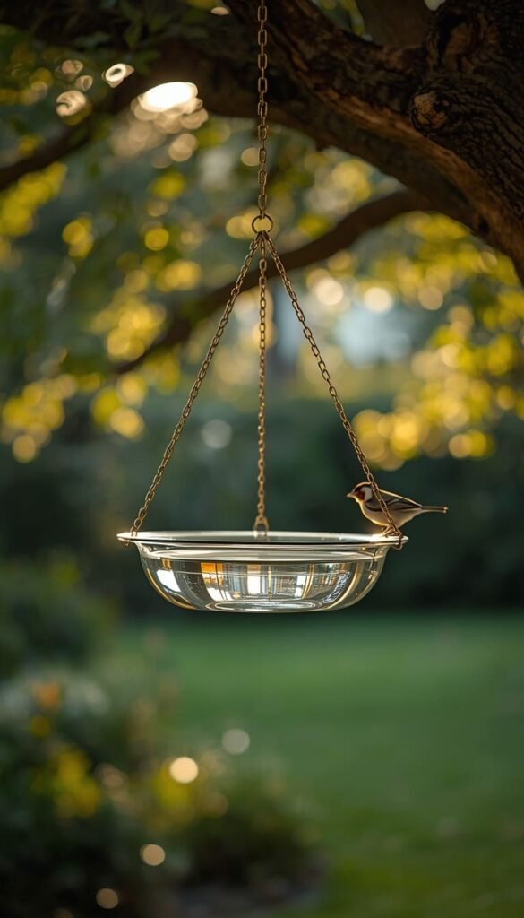 Hanging Glass Lid Bird Bath