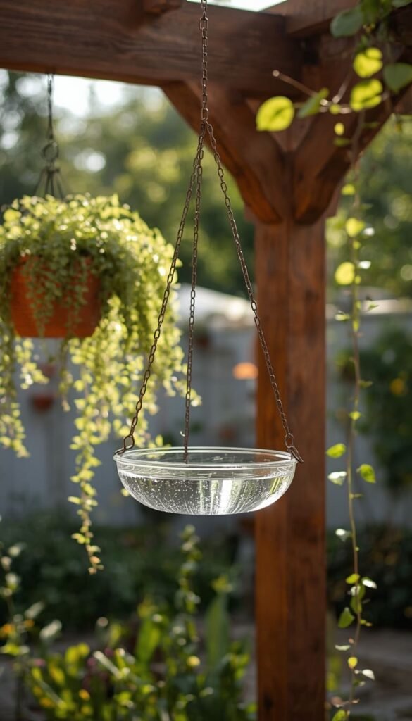 Hanging Glass Lid Bird Bath