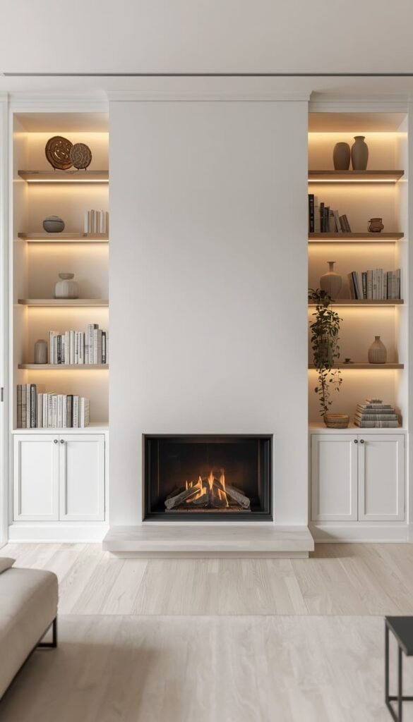  Integrated Shelving Fireplace Wall