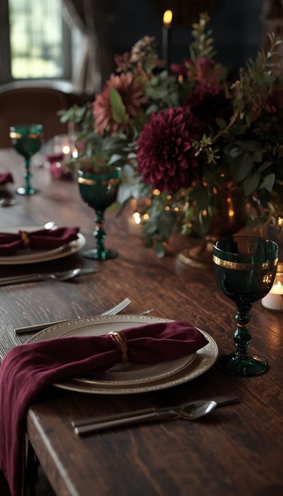 Jewel Tone Thanksgiving Table Decor Ditch the Orange Go Bold
