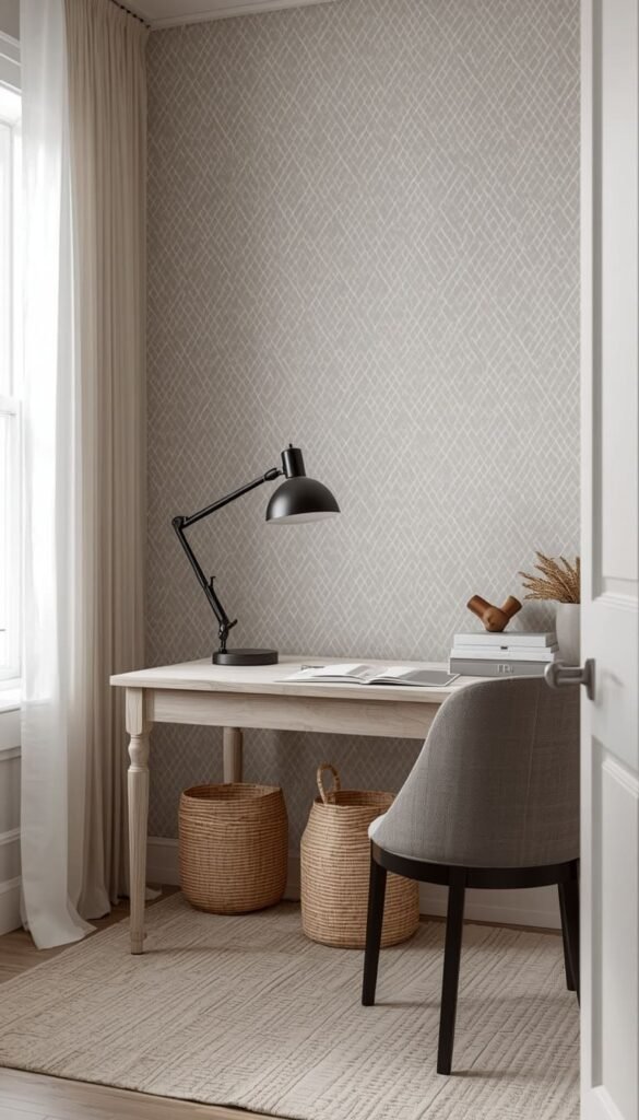 Light Grey Geometric Farmhouse Wallpaper