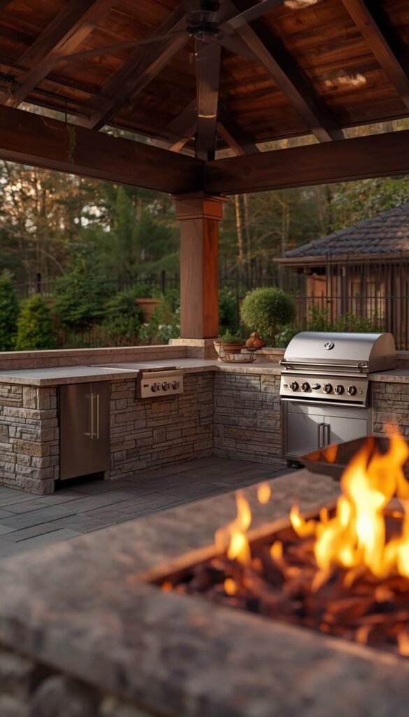 Luxury Outdoor Kitchen Island with Pizza Oven Combo