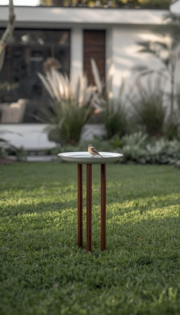 Modern 3-Dowel Minimalist Bird Bath