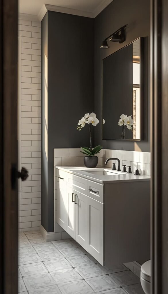Modern Bathroom Colors Charcoal, Slate and Matte Black Walls