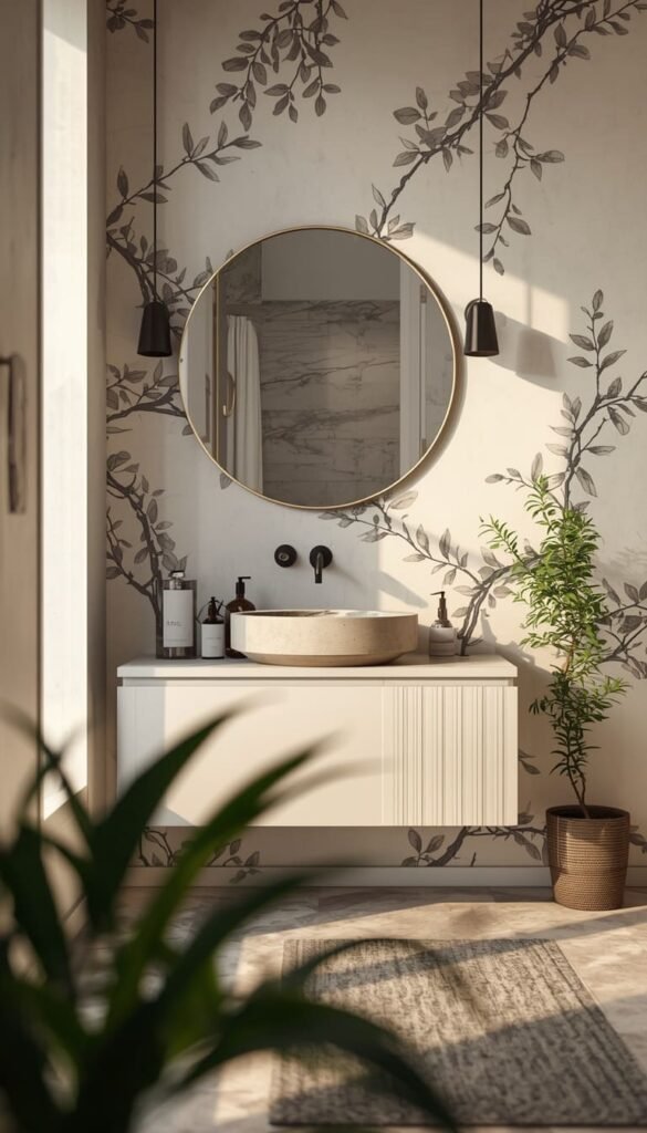 Modern Bathroom Wallpaper Ideas With a Clean Minimal Edge