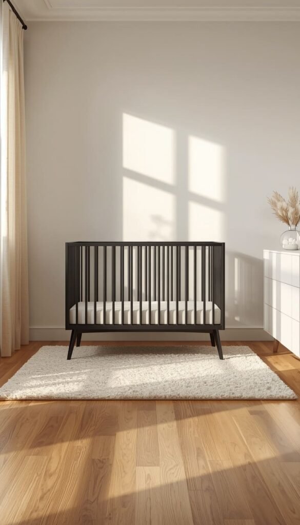 Modern Minimalist Nursery with Black Accents