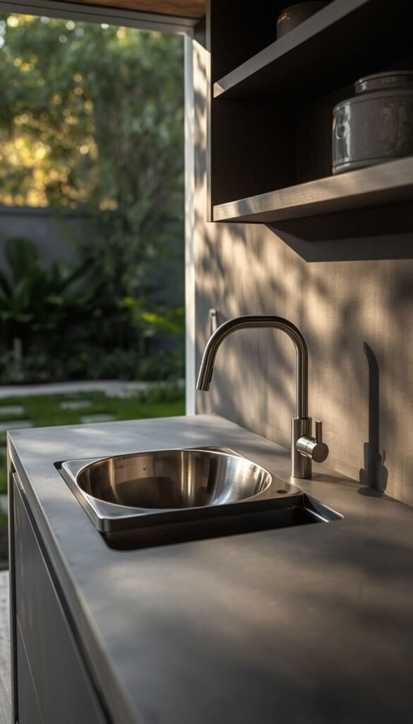 Modern Mud Kitchen Sink Ideas with Clean Line Design