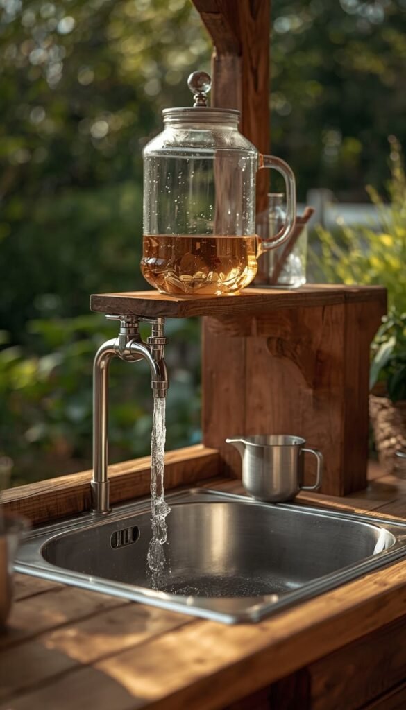 Mud Kitchen with Working Sink and Gravity Fed Faucet