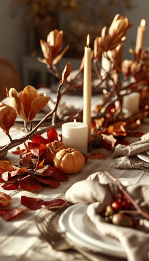 Nature Inspired Thanksgiving Place Settings With Foraged Elements