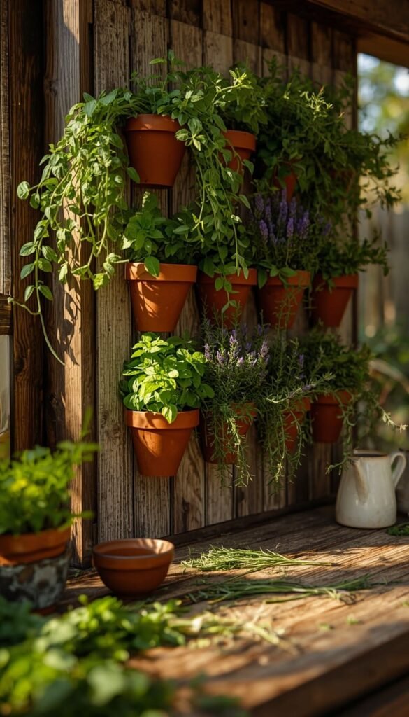 Nature Play Kitchen with a Living Herb Wall
