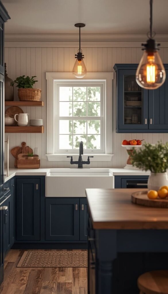 Navy Farmhouse Kitchen