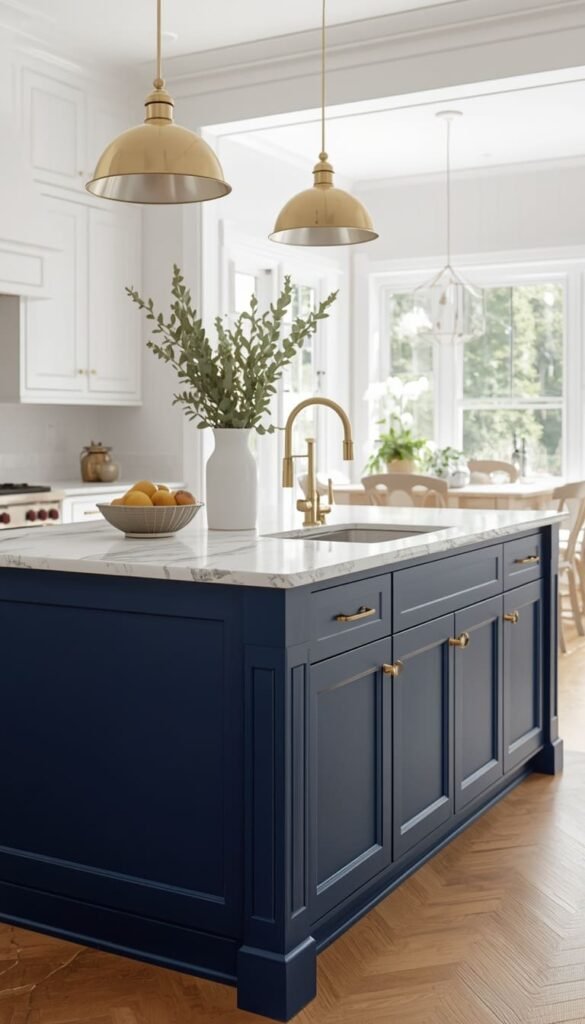 Navy Island in an All White Kitchen