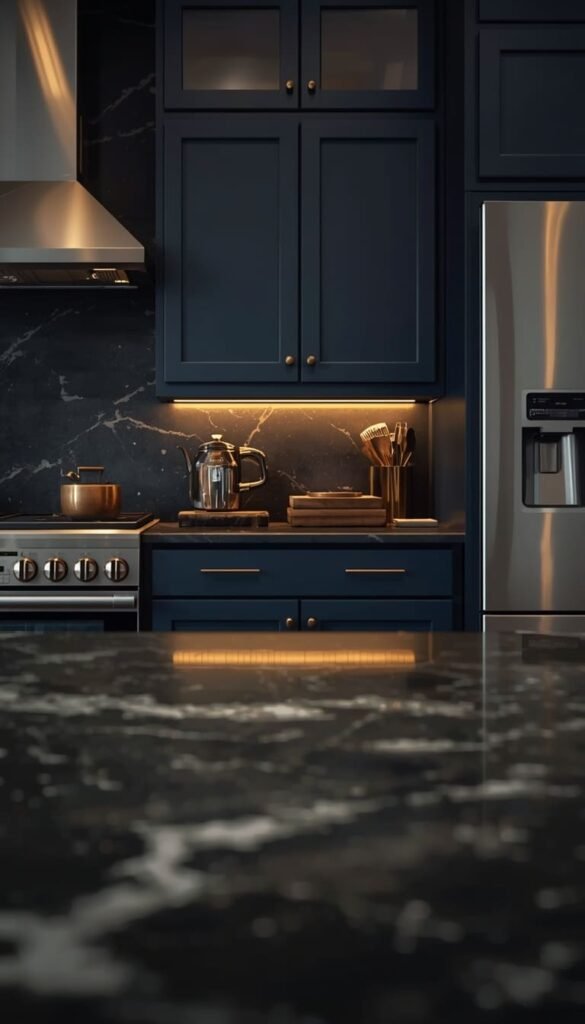 Navy With Black Countertops