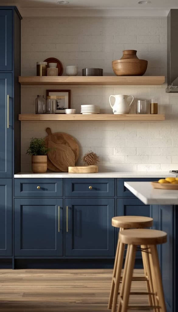 Navy With Natural Wood Accents