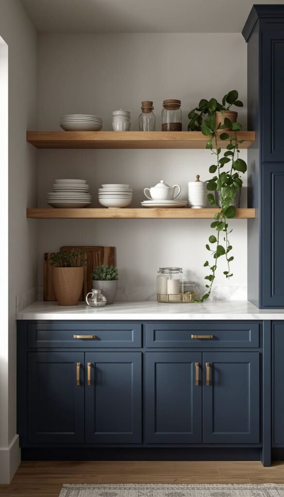  Navy With Open Shelving