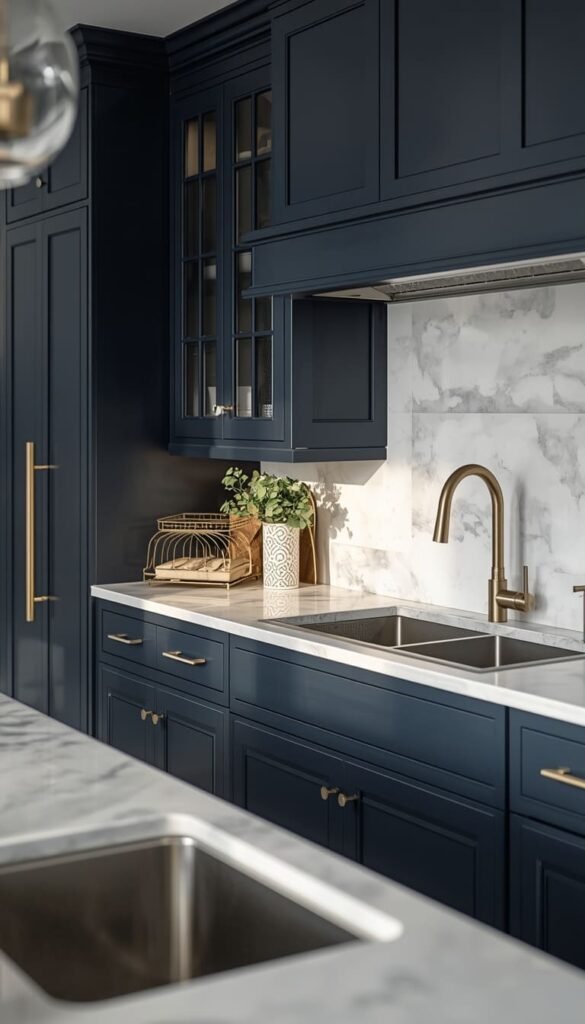  Navy With White Marble Countertops