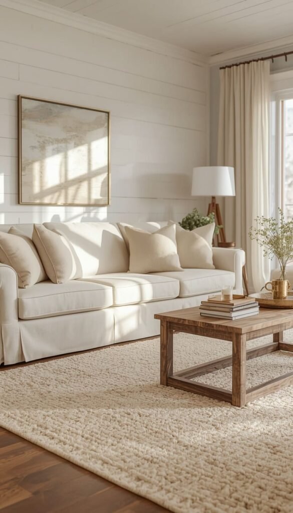  Neutral Farmhouse Living Room Palettes Greige Cream and Warm White Done Right