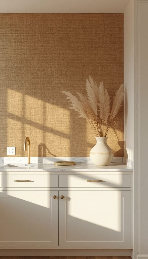 Neutral Kitchen Inspiration Through Wallpaper That Whispers Not Shouts