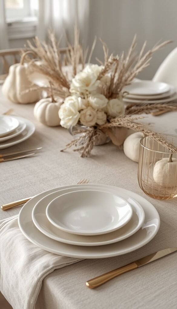 Neutral Thanksgiving Place Settings That Let the Food Be the Star