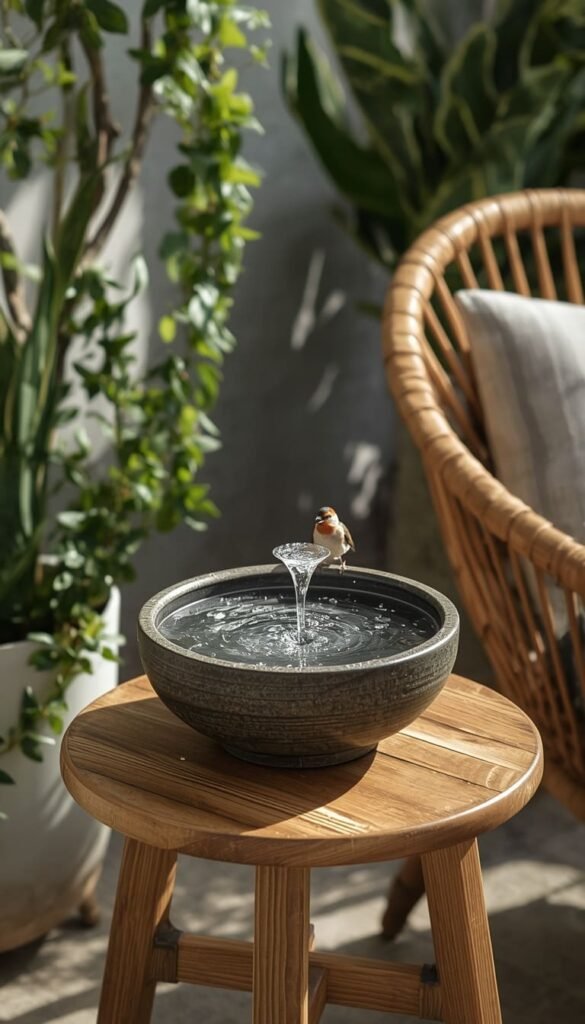 Patio Tabletop Solar Water Fountain for Small Spaces