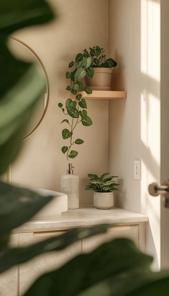 Plants in a Minimalist Half Bath What Actually Survives
