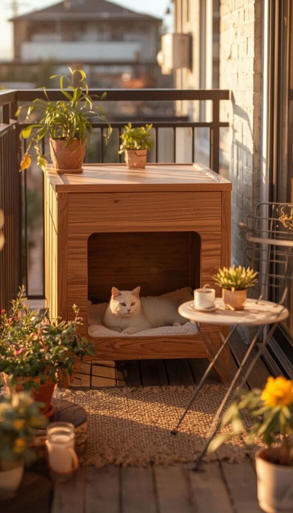 Pre Made Portable Catio Placed on the Deck