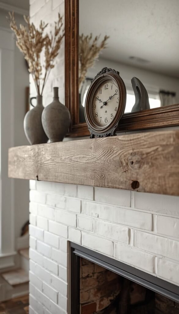 Rustic Farmhouse Living Room Mantels Vintage Wood vs Painted Options