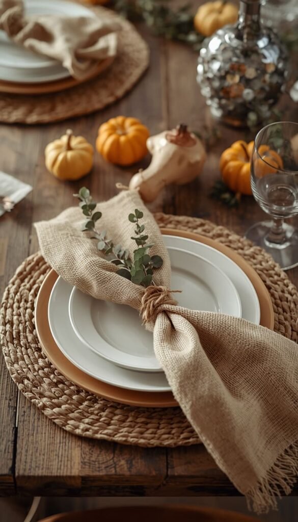 Rustic Farmhouse Thanksgiving Place Settings With a Warm Lived-In Feel
