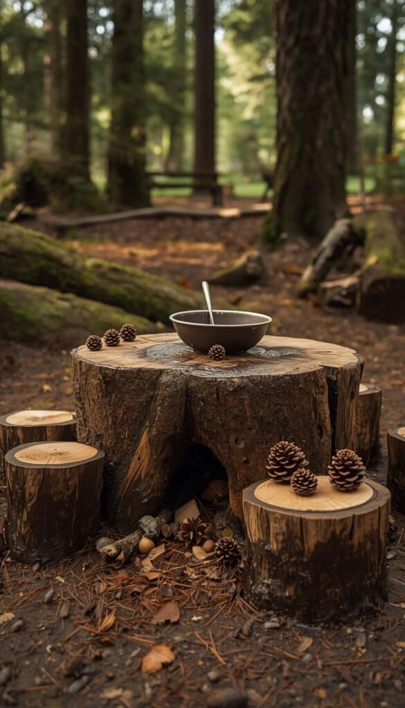 Rustic Log and Stump Kitchen 