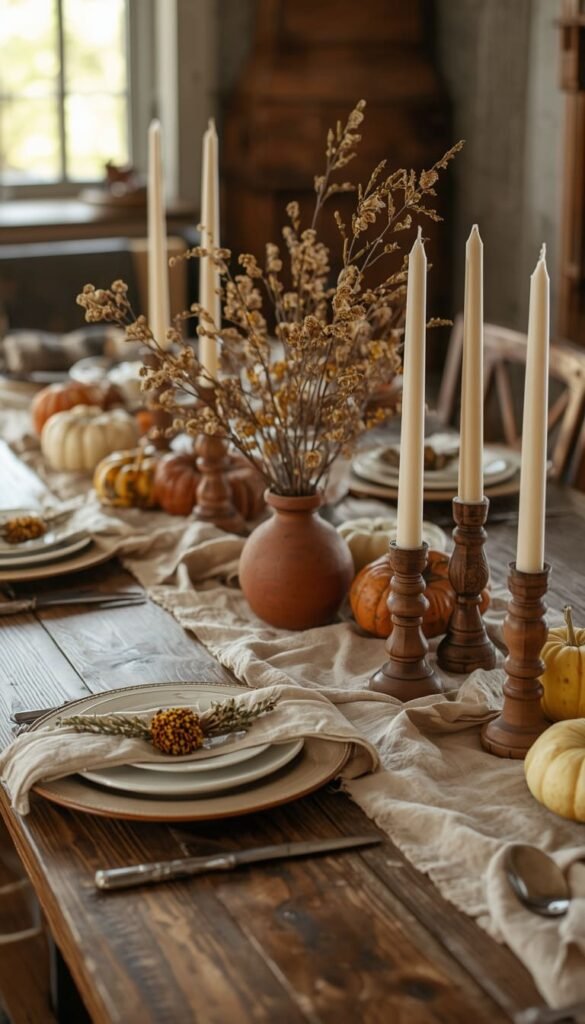 Rustic Thanksgiving Tablescape With Natural Textures