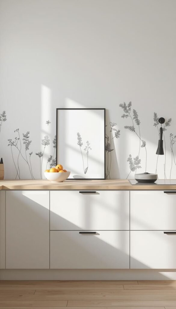 Scandinavian Kitchen Style with Minimalist Wallpaper That Works Hard
