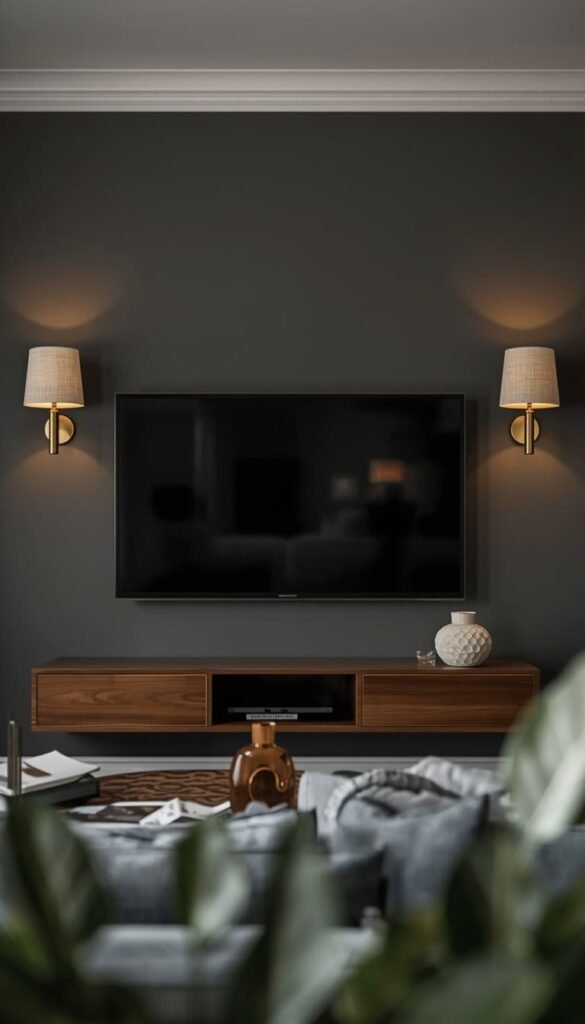 Sconce Flanked TV Wall
