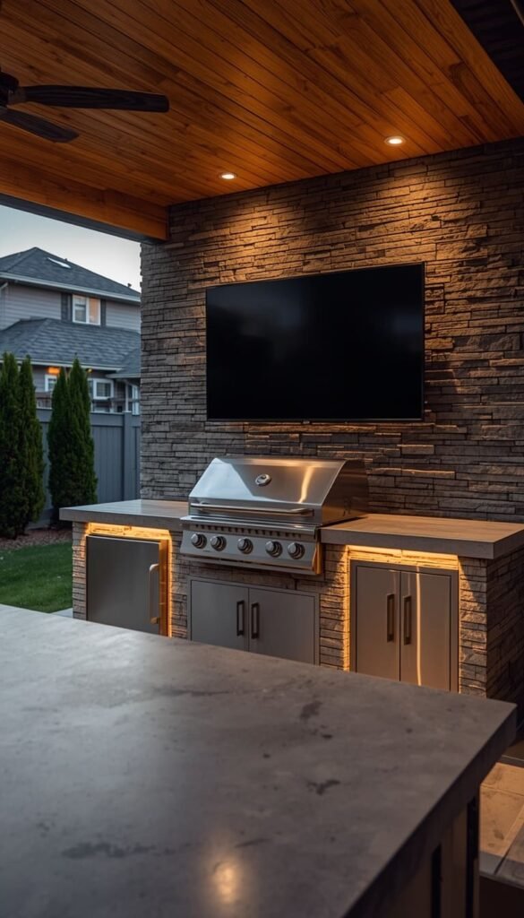 Smart Outdoor Grilling Setup with Tech Integrated Features